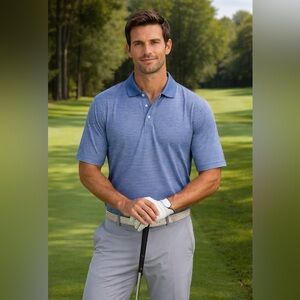 Bolle Golf Tech Blue Short Sleeve Polo Shirt Striped Mens Large  light Weight